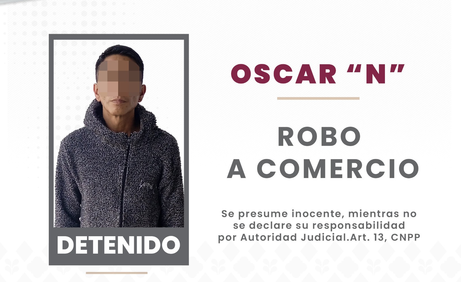 Detienen a Oscar N, multiasaltante de tiendas en Puebla capital
