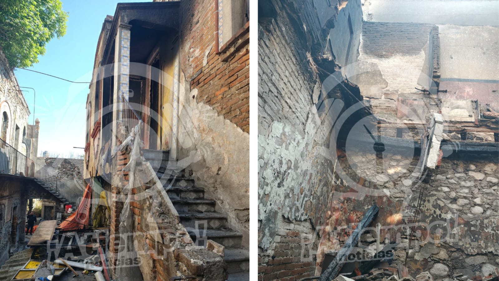 Vivienda colapsa tras incendio en el Barrio de La Luz