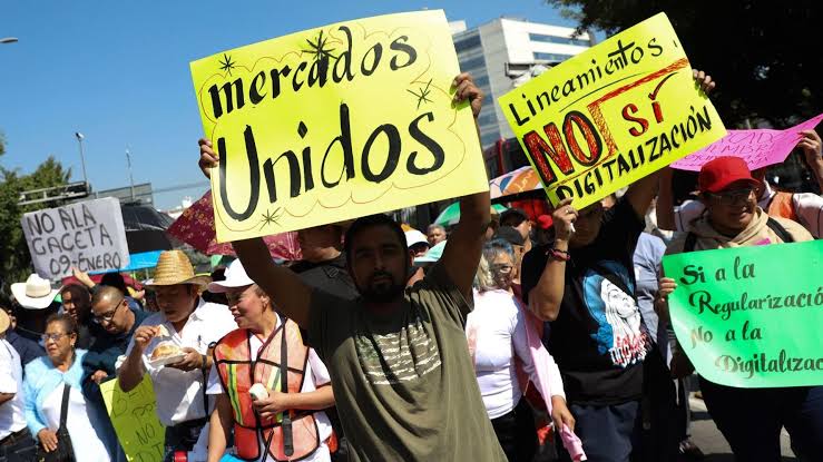 Manifestación masiva de comerciantes en CDMX 