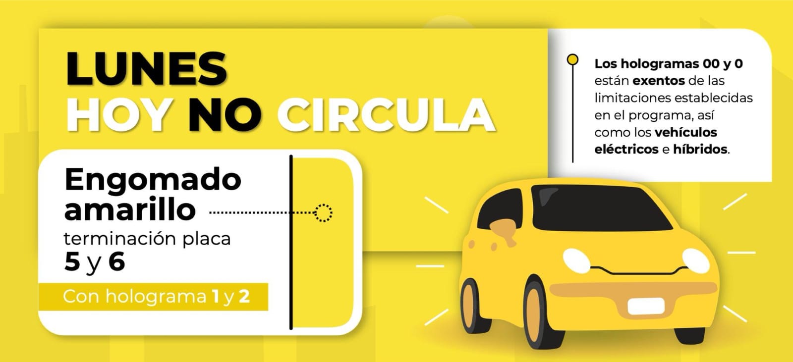 Restringen circulación a vehículos con engomado amarillo este lunes