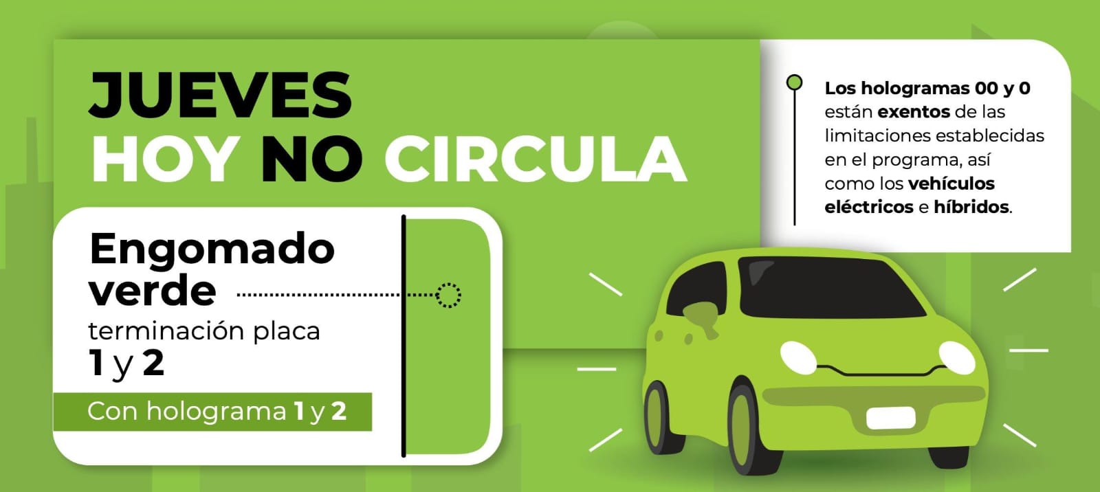 Restringen circulación a vehículos con engomado verde este jueves