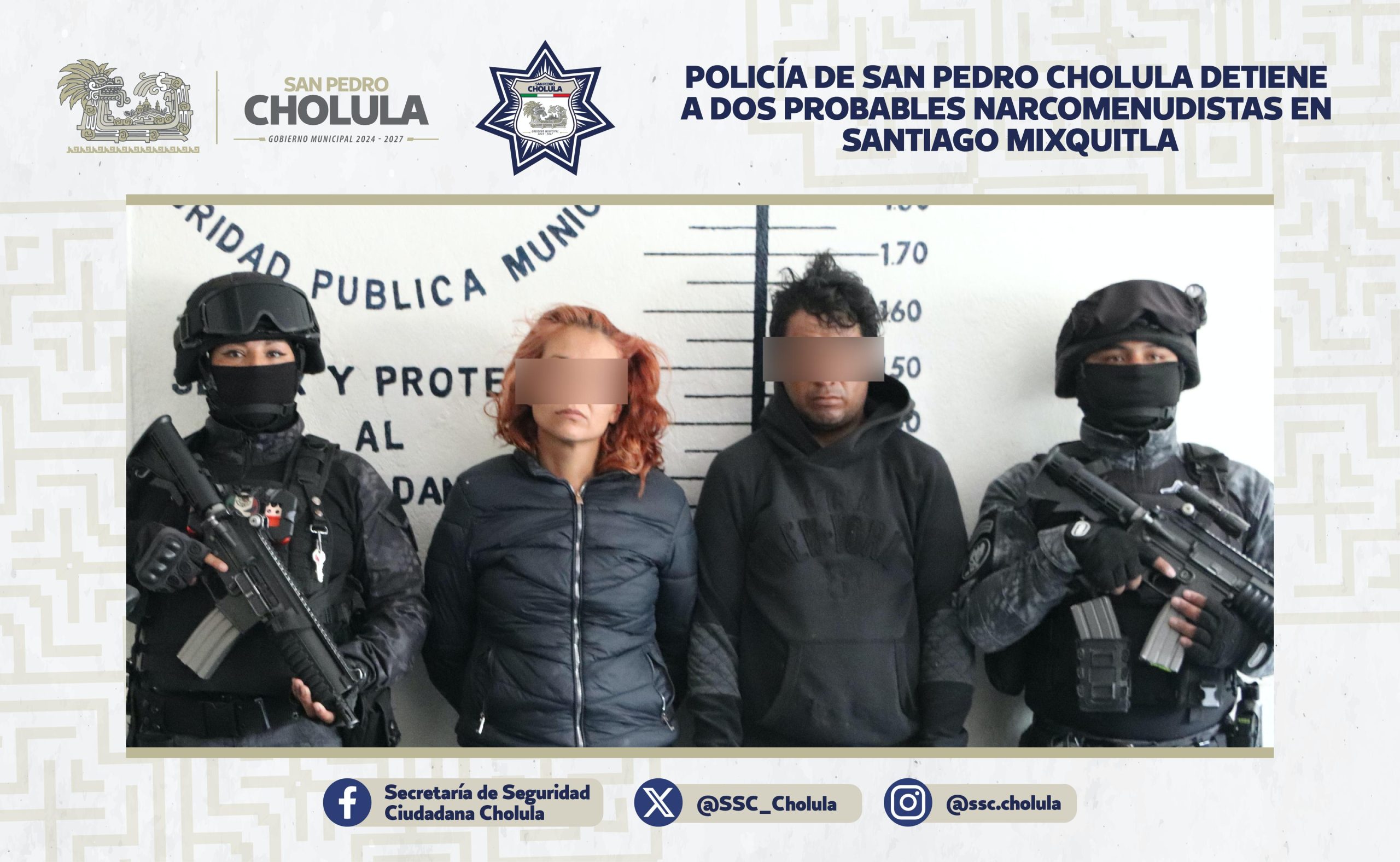 Detienen a dos personas por narcomenudeo en San Pedro Cholula