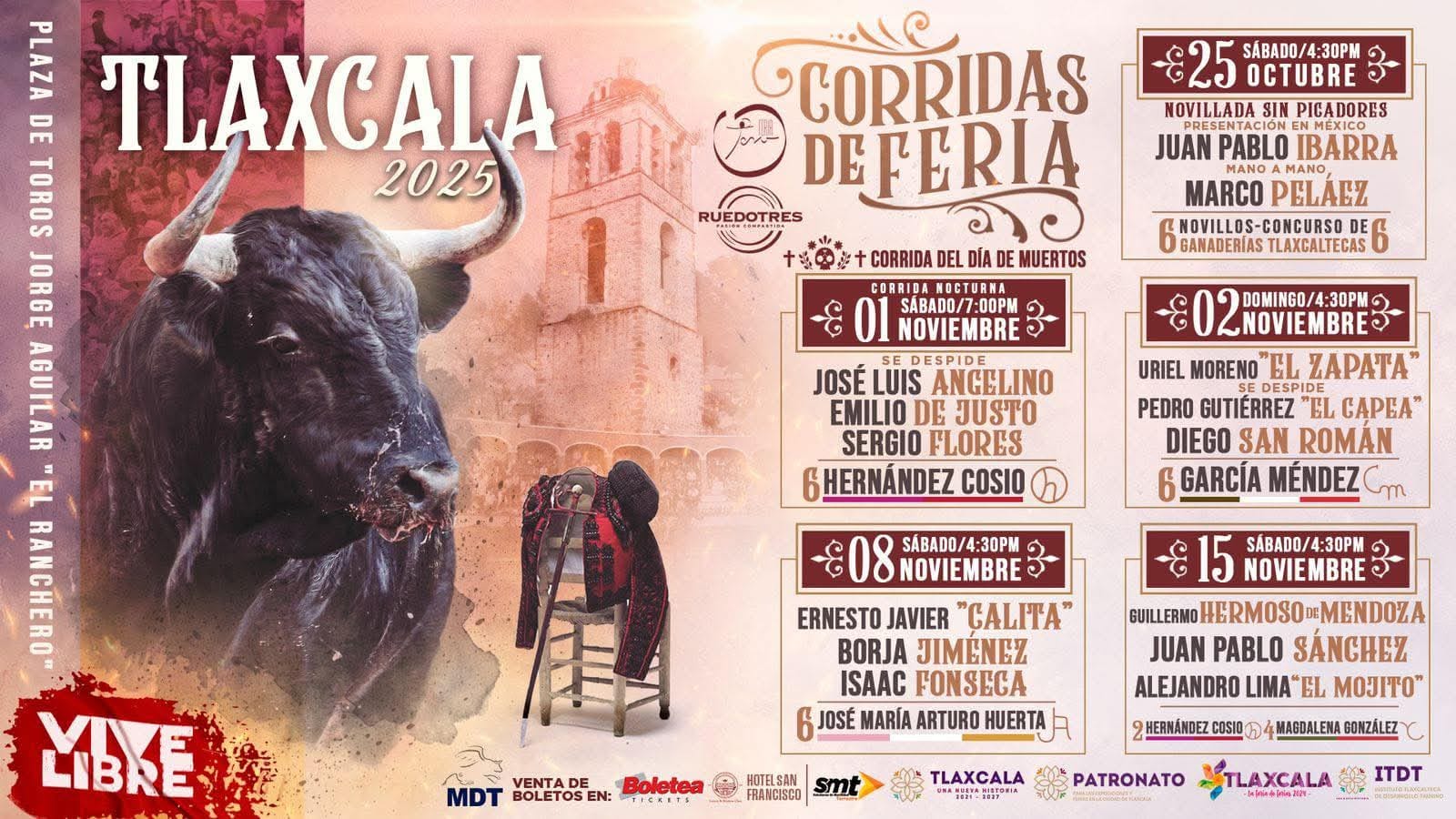 Anuncian cartel taurino para Feria de Tlaxcala 2025