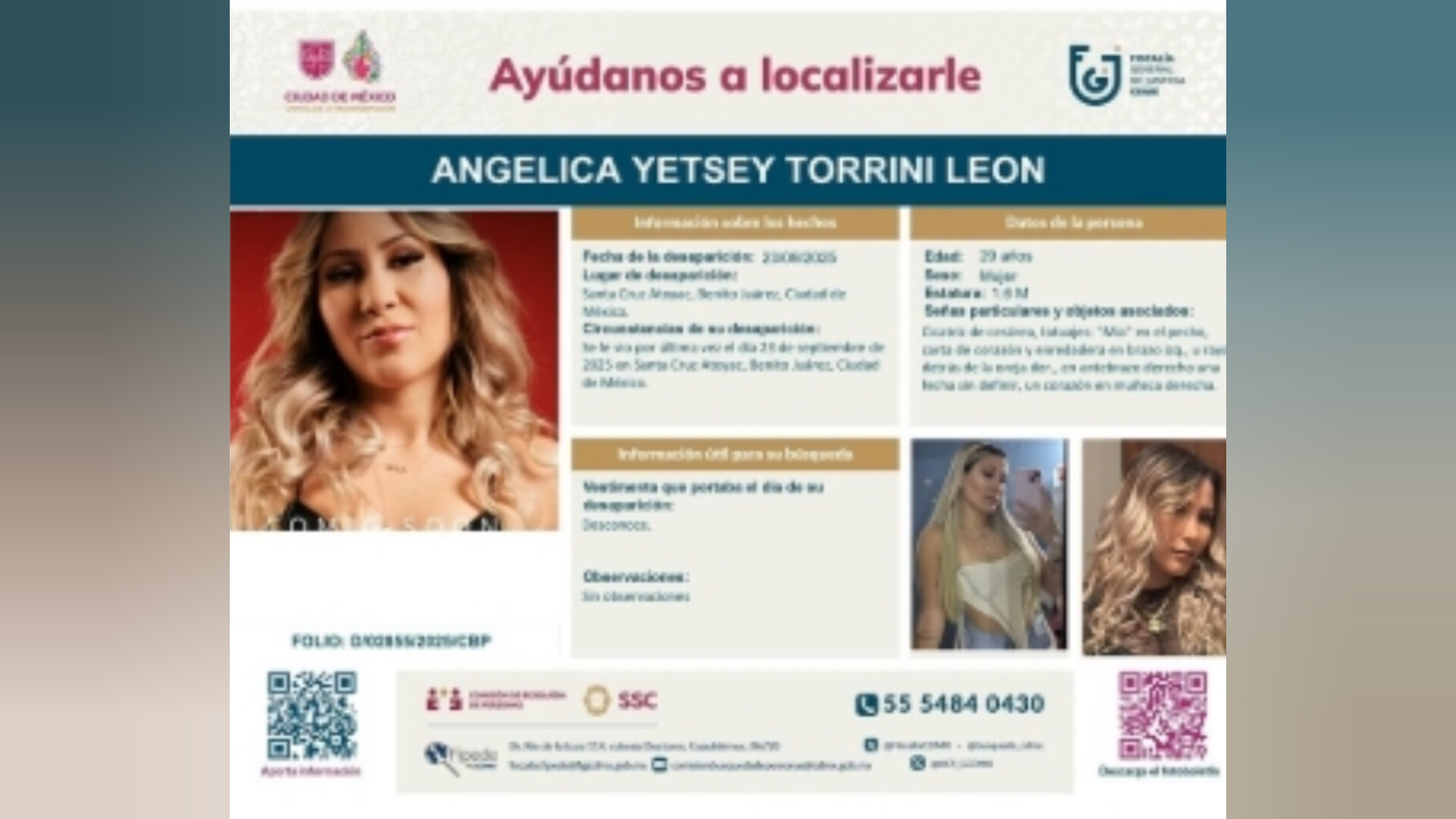 Reportan desaparición de Angie Miller en CDMX