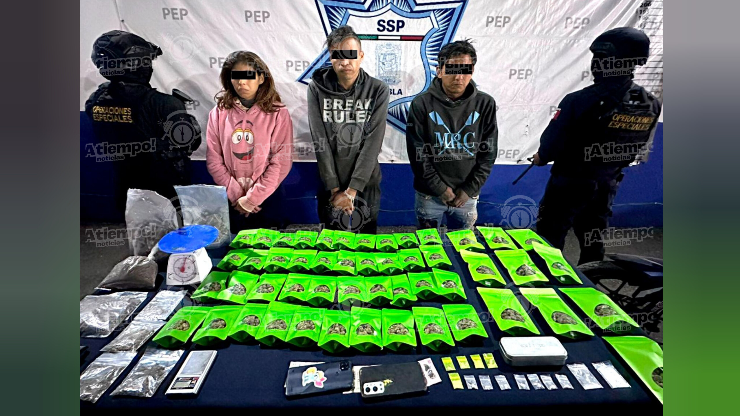 SSP detiene a tres presuntos narcomenudistas en Puebla