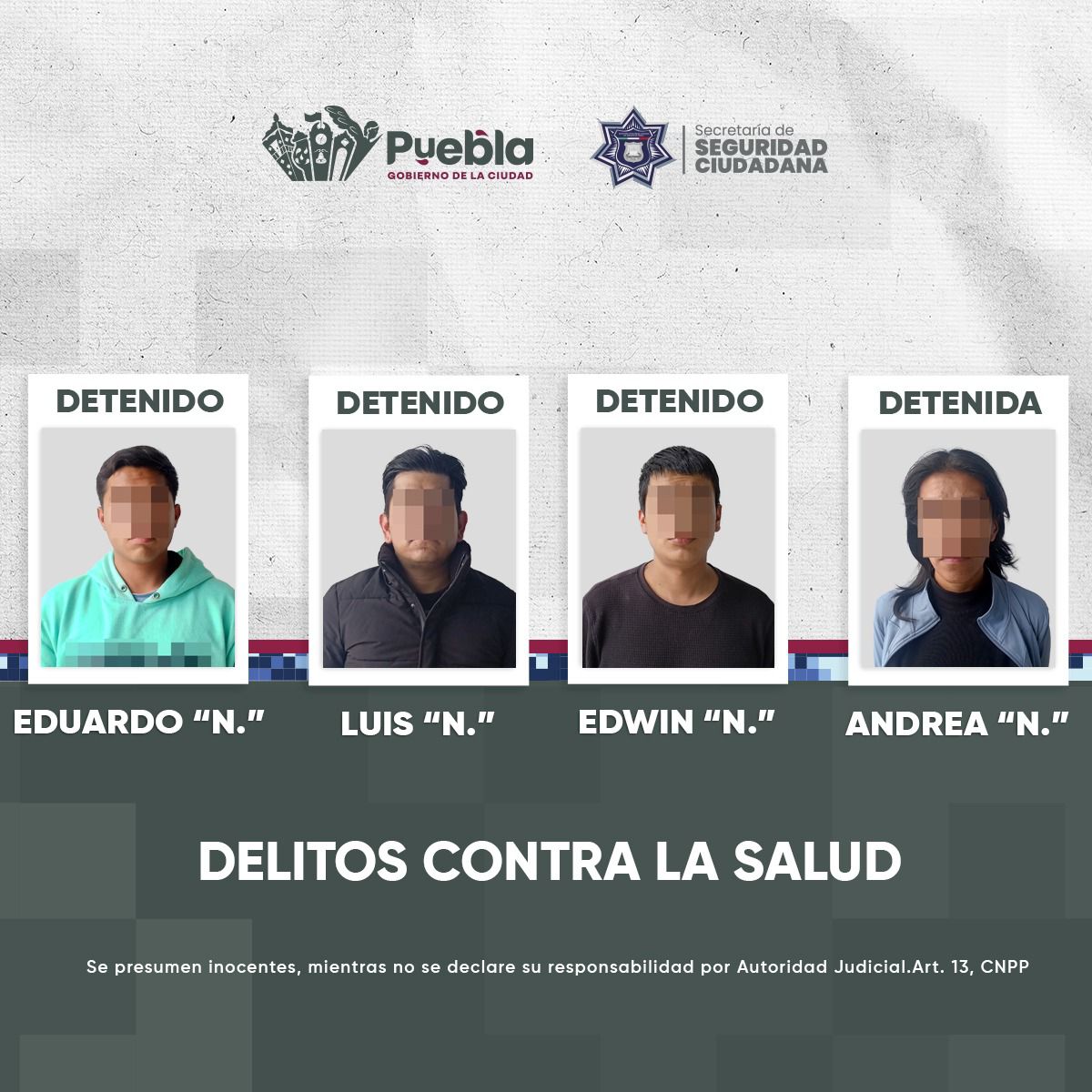 Detienen a cuatro personas por delitos contra la salud en Bugambilias