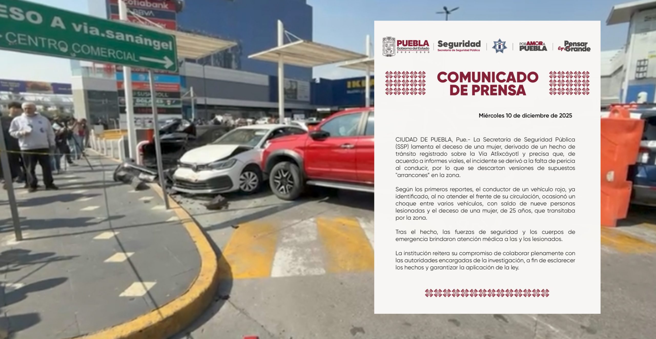 SSP descarta arrancones en accidente de Vía Atlixcáyotl