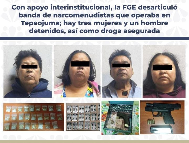 FGE desarticuló banda de narcomenudistas que operaba en Tepeojuma