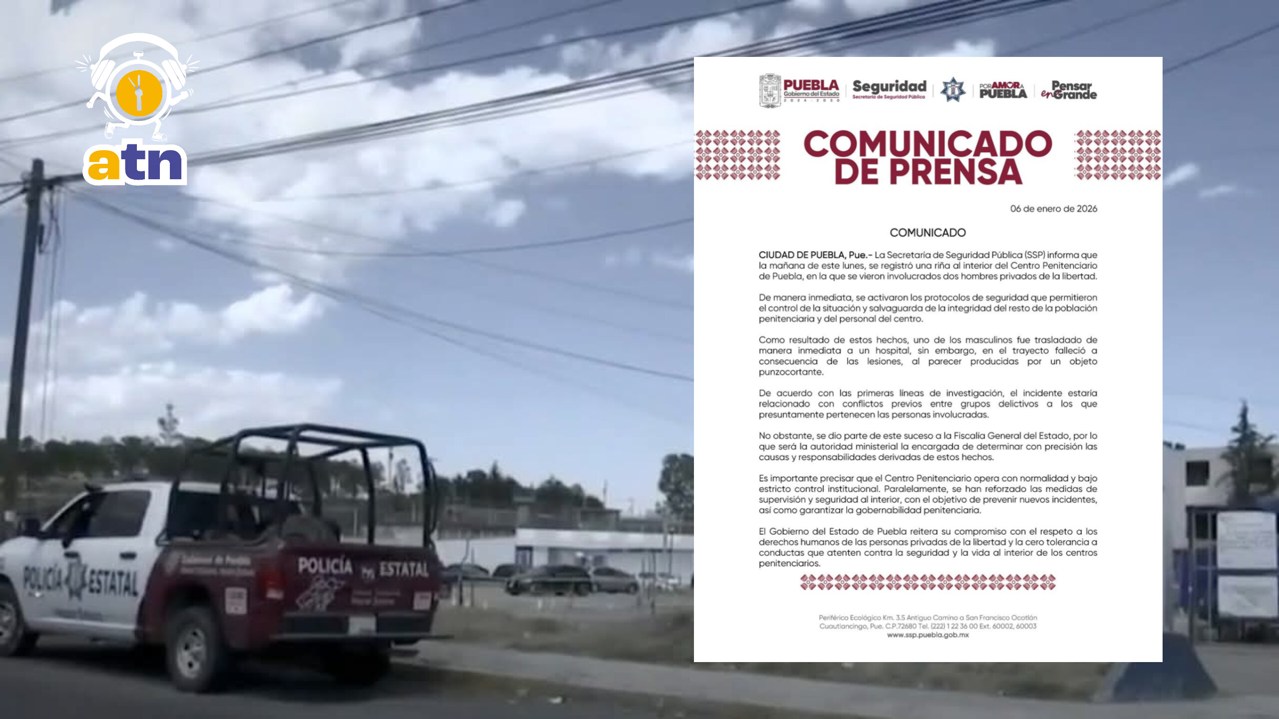 Fallece interno tras riña en penal de Puebla