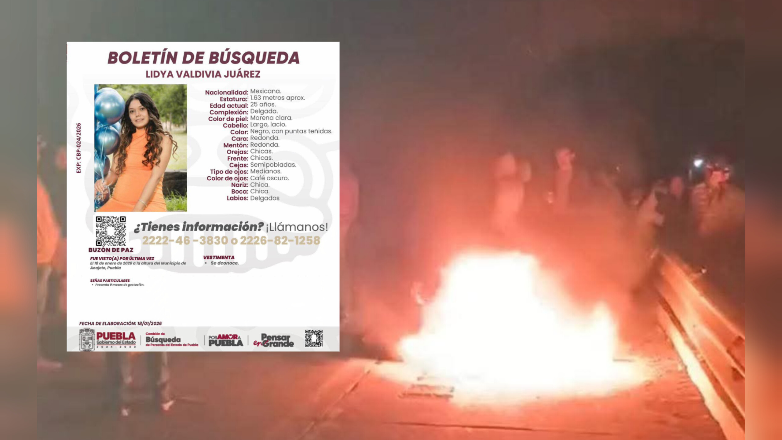 Bloqueo en la autopista Puebla–Orizaba por desaparición de Lydia Valdivia