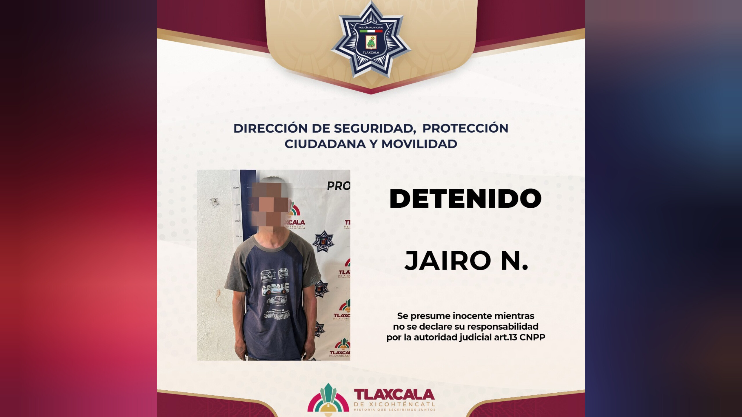 Policía de Tlaxcala detiene a hombre por presunto intento de robo 