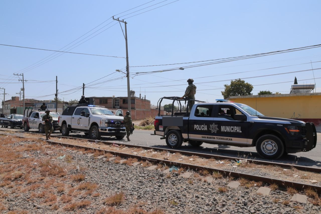 Refuerzan seguridad con despliegue aéreo-terrestre en San Martín Texmelucan