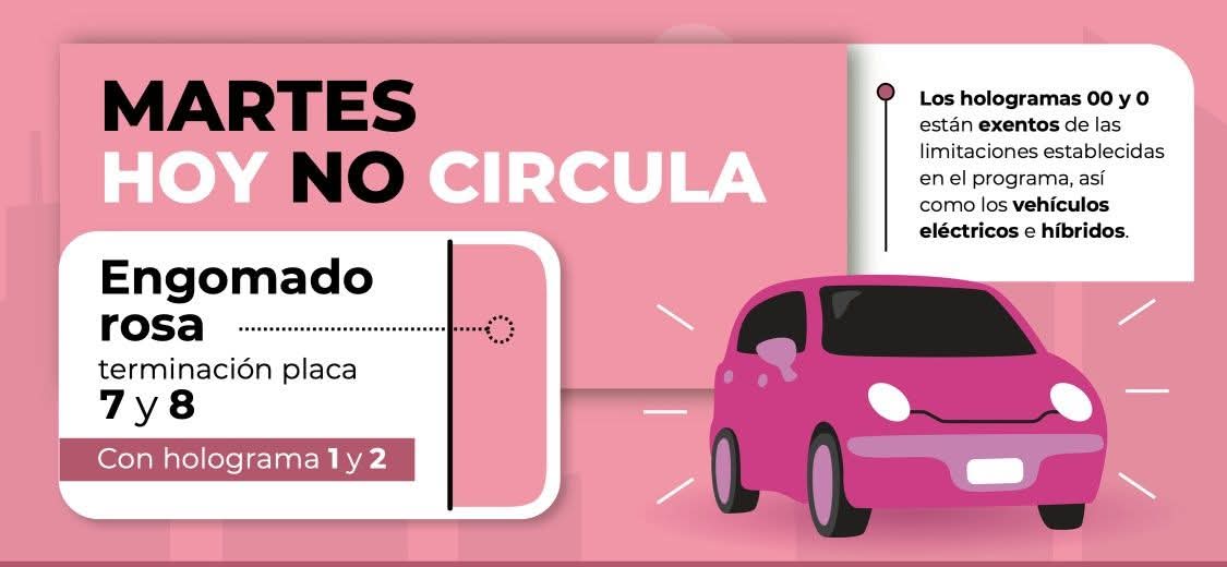 Hoy No Circula para engomado rosa