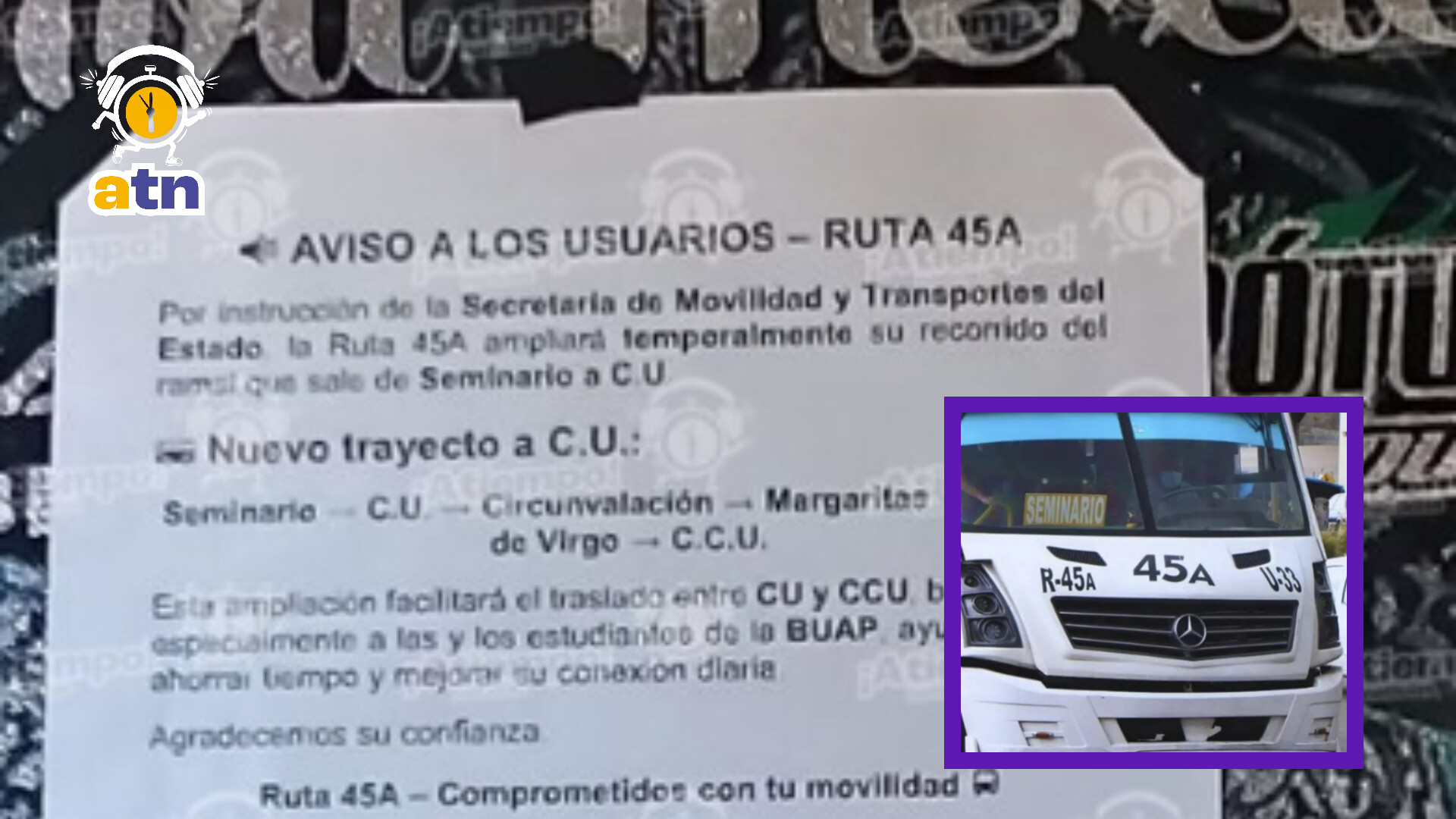 Ruta 45A cambia su recorrido: llegará al CCU BUAP