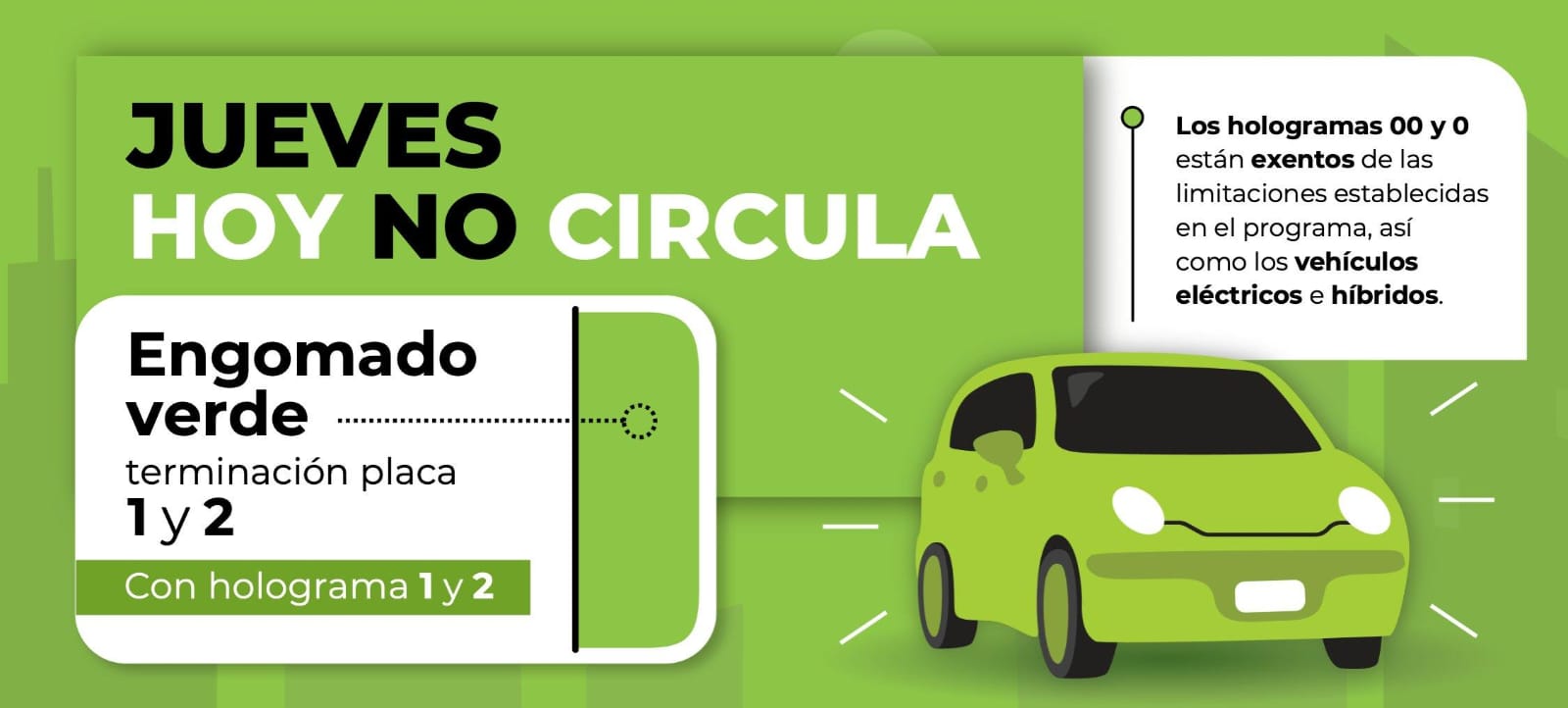 Hoy No Circula para engomado verde en la ZMVM