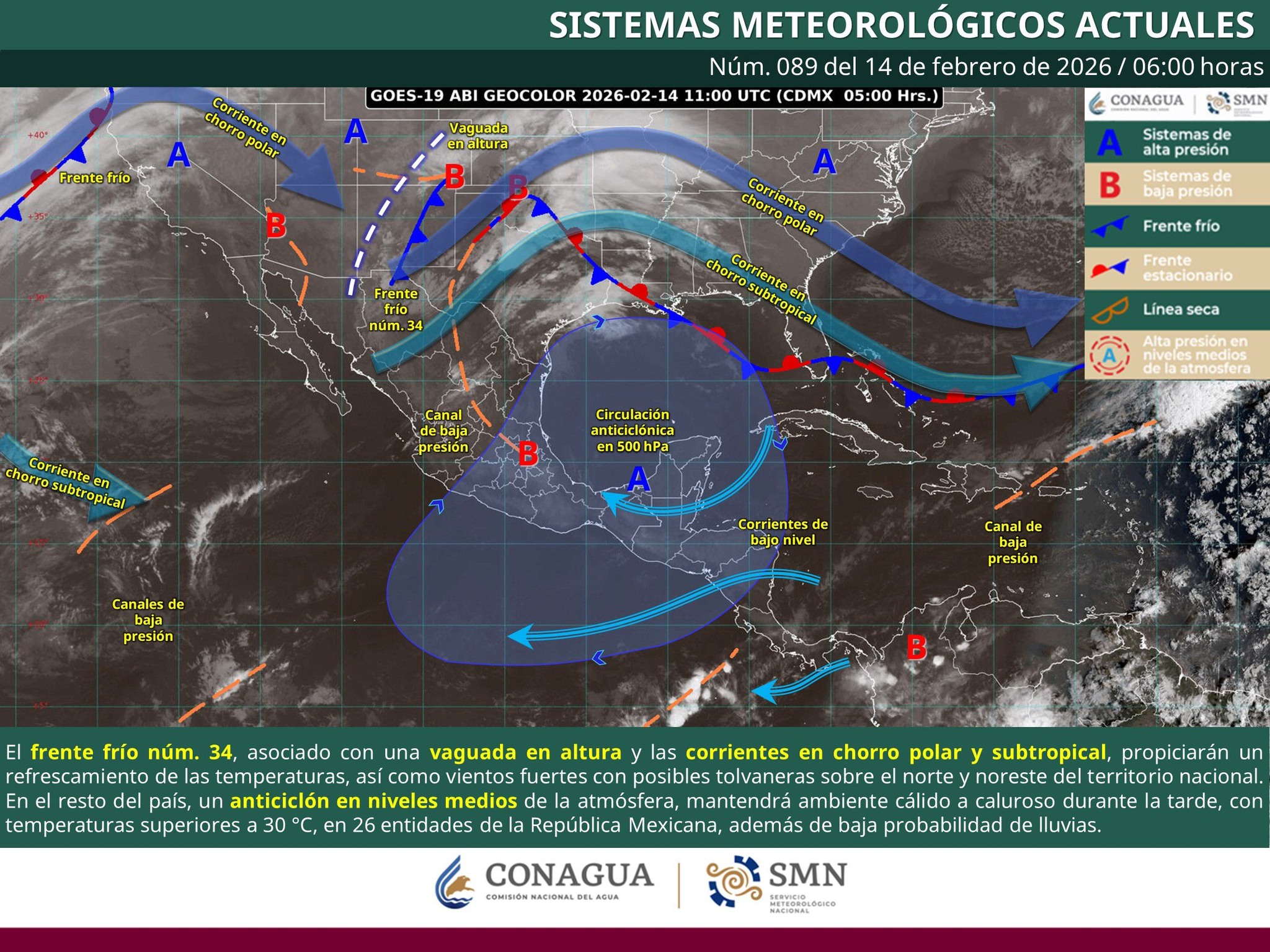 Pronóstico Conagua sábado
