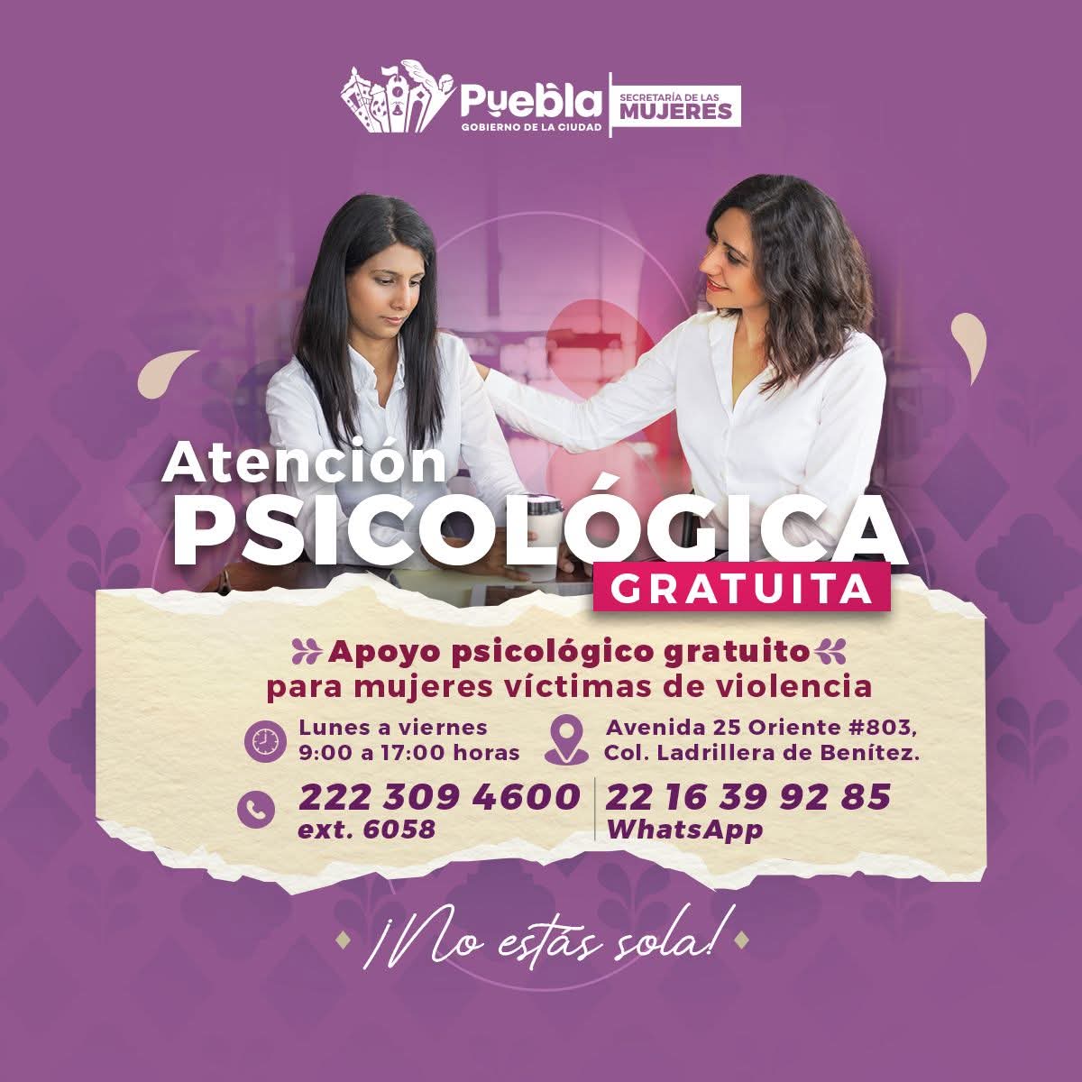 Atención Psicológica Gratuita para Mujeres Víctimas de Violencia en Puebla