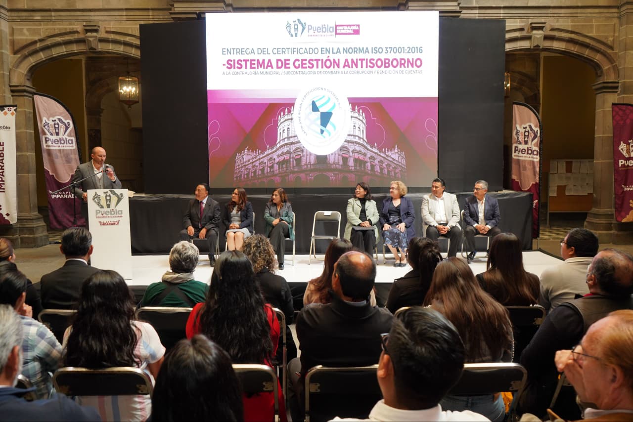 Gobierno de Puebla capital obtiene certificación antisoborno ISO 37001
