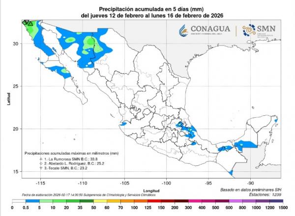 Frente frío 36 afectará a Puebla con lluvias, viento y bajas temperaturas