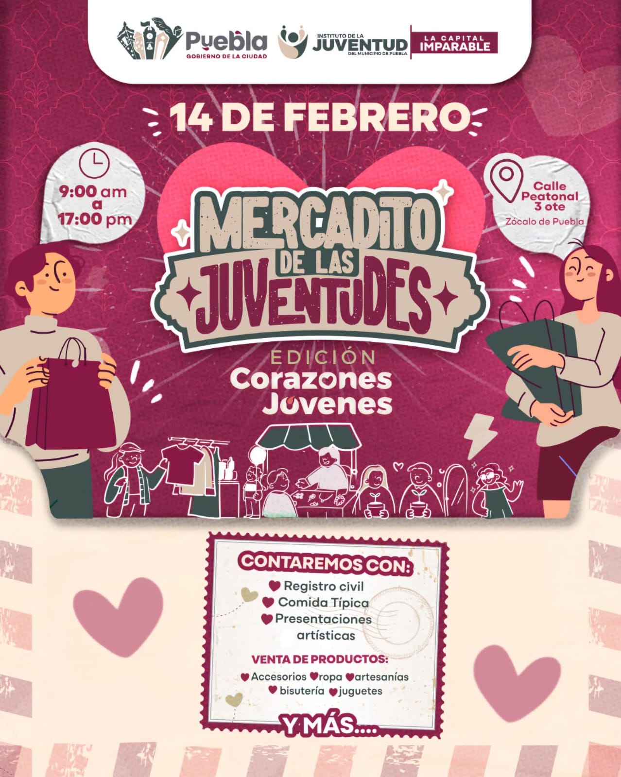 “Corazones Jóvenes” llenará de talento y emprendimiento el Zócalo de Puebla este 14 de febrero