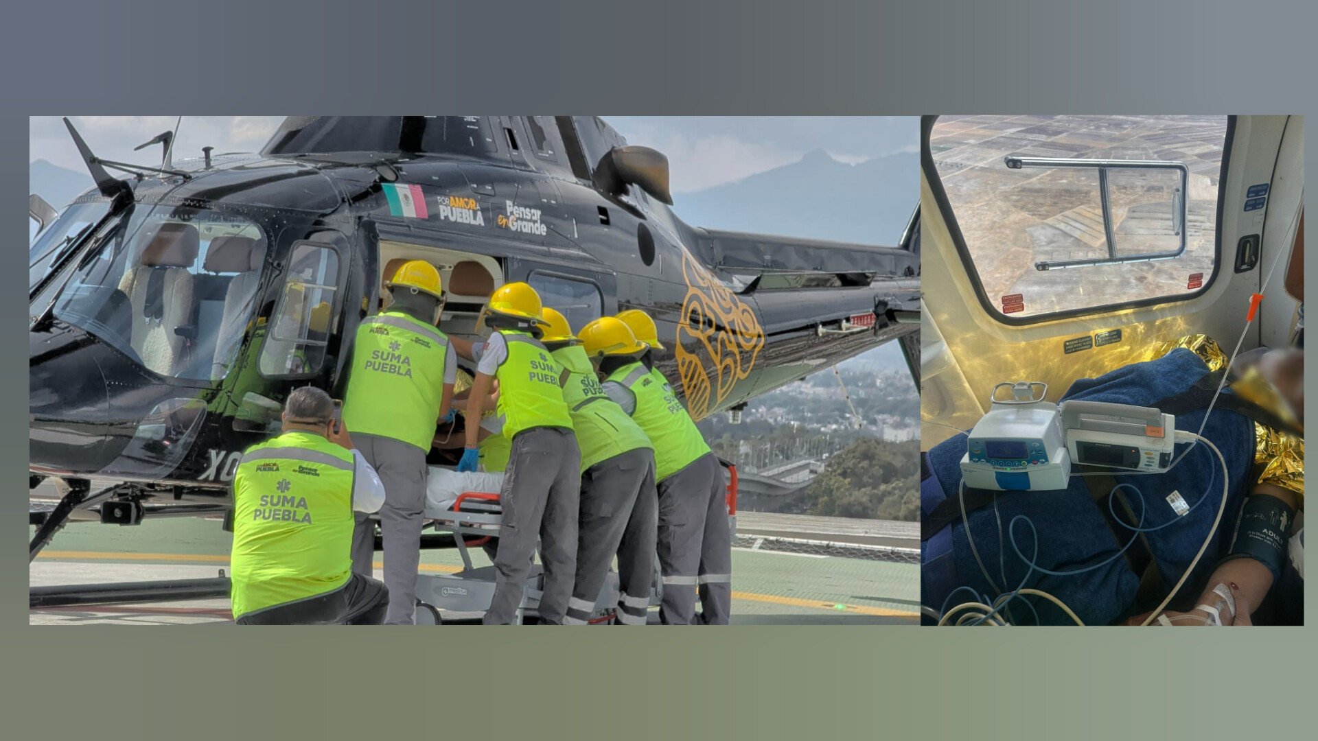 Trasladan a joven por ambulancia aérea en Puebla