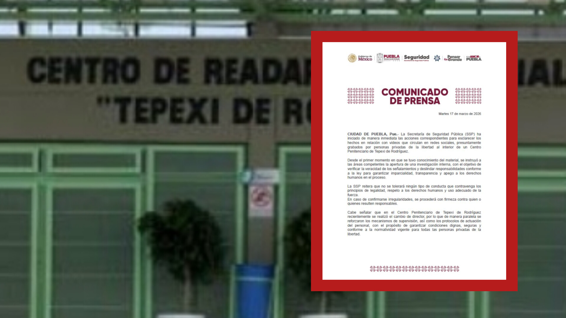Secretaria de Seguridad Pública Indagan hechos en centro penitenciario de Tepexi