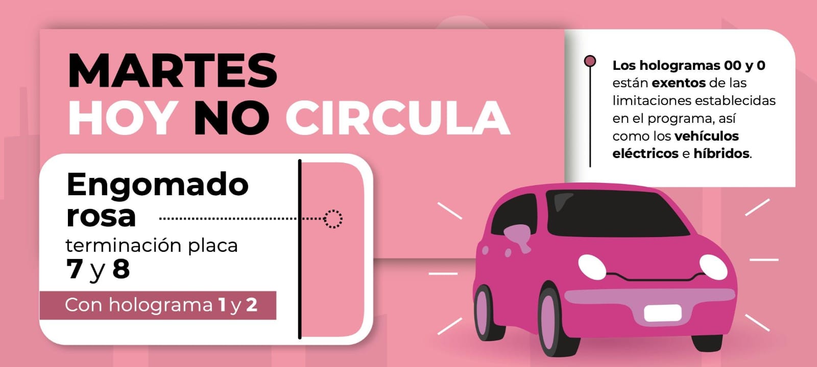 Hoy No Circula para engomado rosa este 10 de marzo
