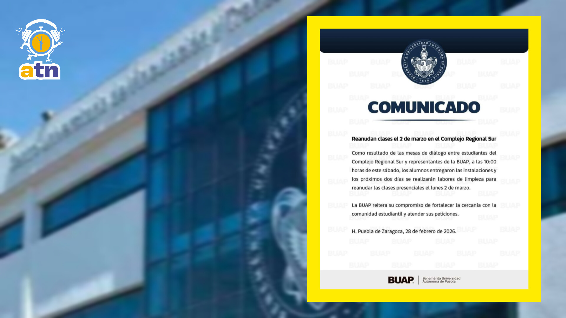 Estudiantes de la BUAP en Tehuacán levantan paro tras 10 días