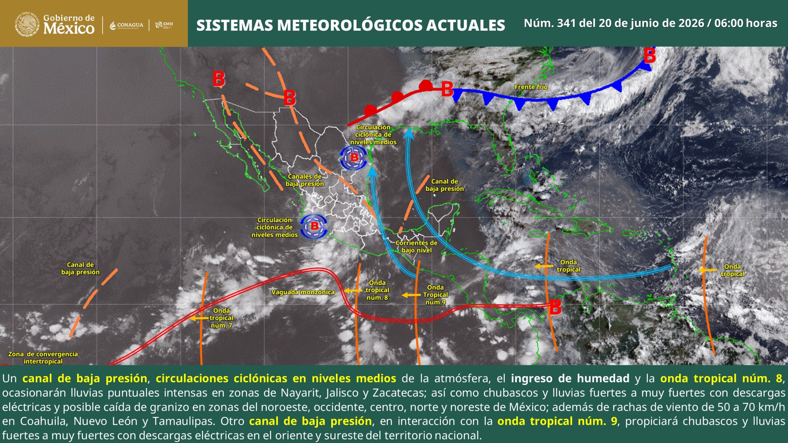 Prevén lluvias intensas en tres estados del país