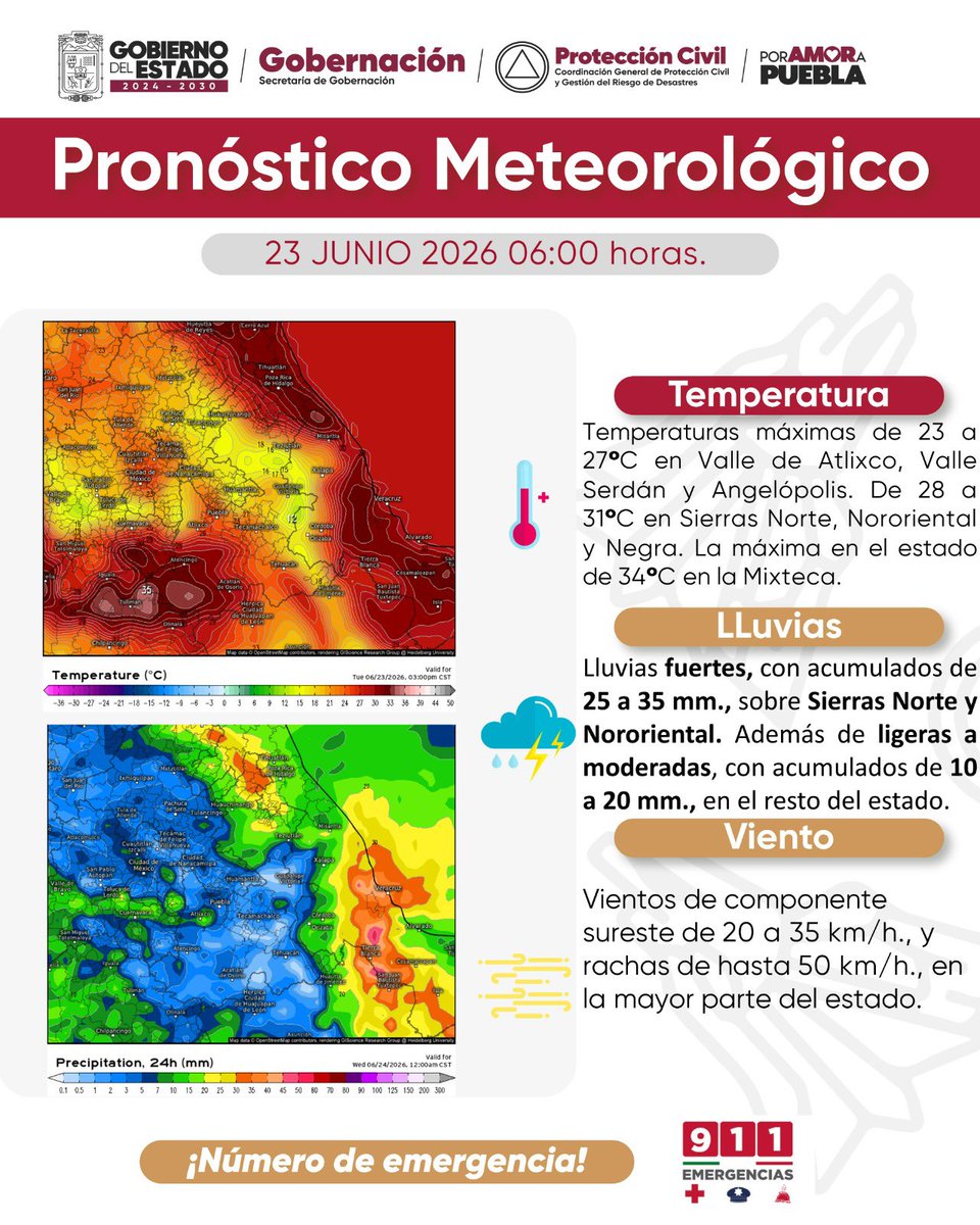Prevén lluvias fuertes y ambiente caluroso en Puebla