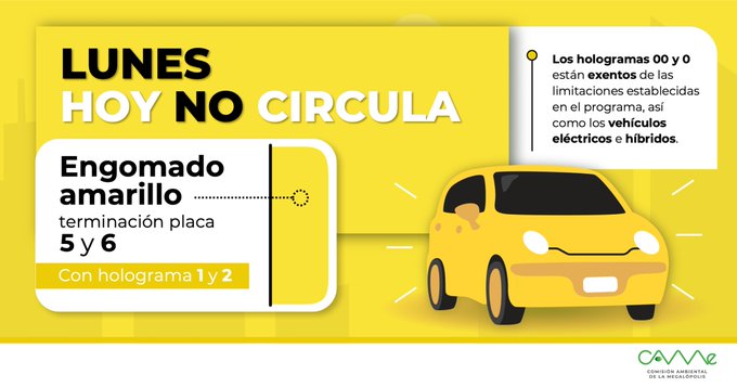 Hoy No Circula para engomado amarillo