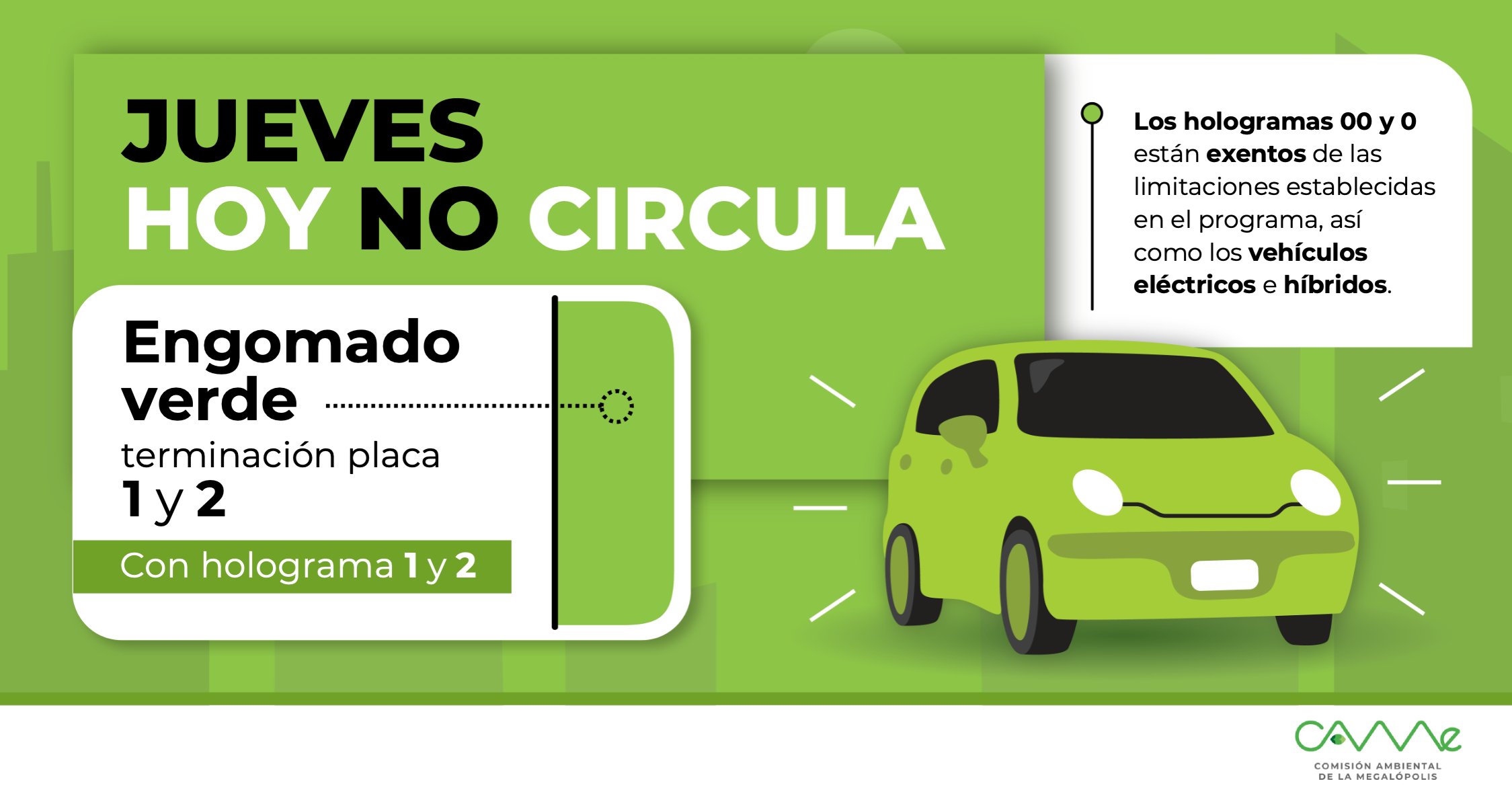 Aplica Hoy No Circula para engomado verde