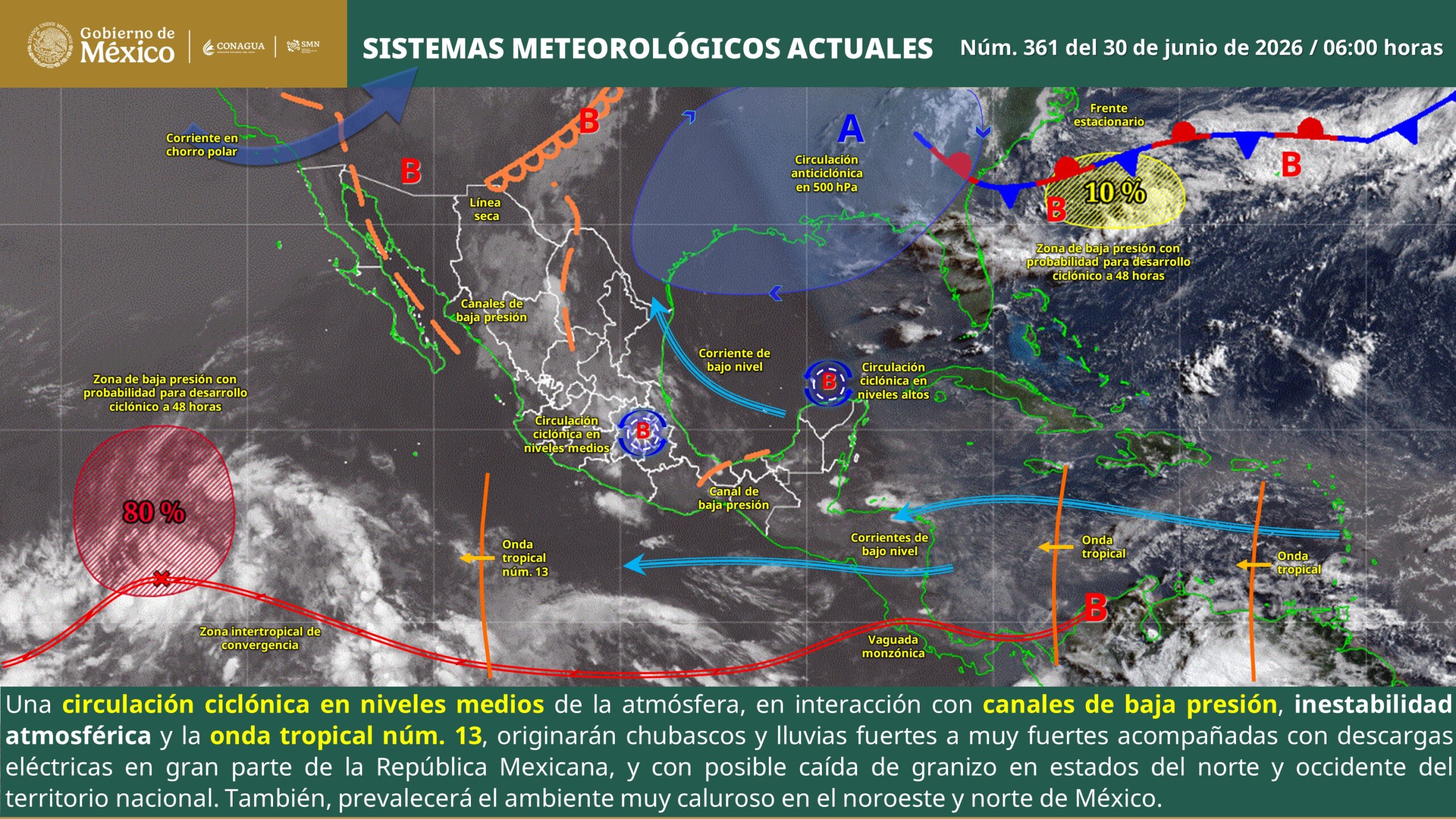 Prevén lluvias fuertes en gran parte del país
