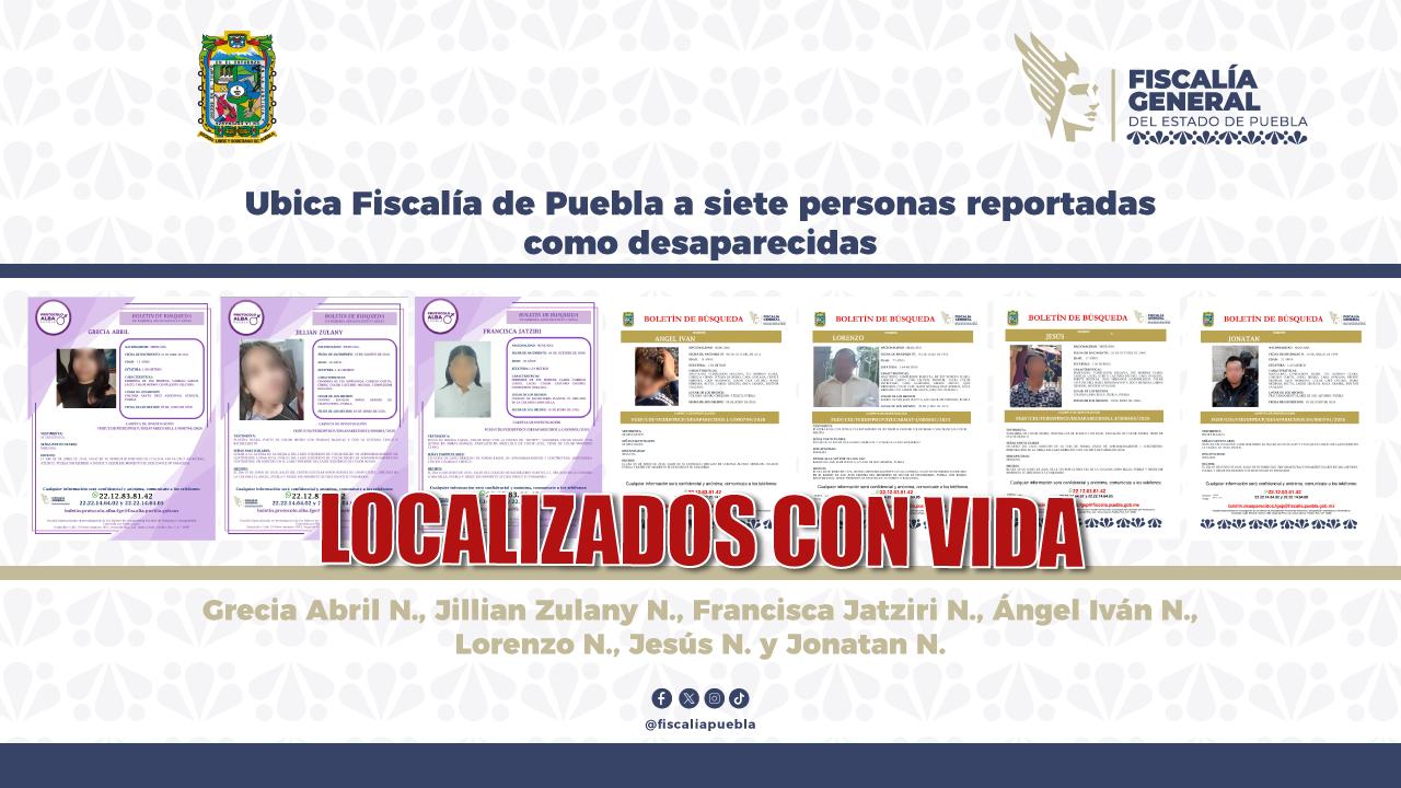Ubica Fiscalía de Puebla con vida a siete personas reportadas como desaparecidas