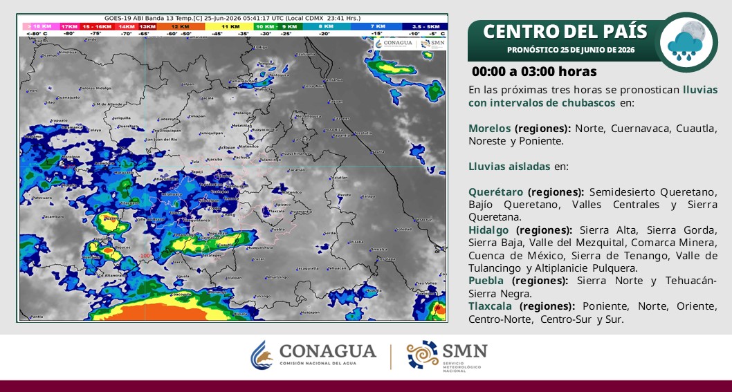Lluvias previstas en tres regiones de Puebla