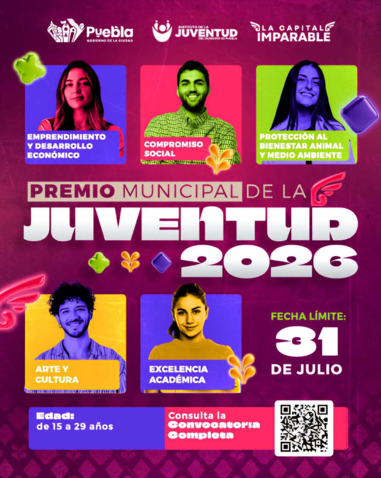 Abren convocatoria para Premio Municipal de la Juventud Puebla 2026
