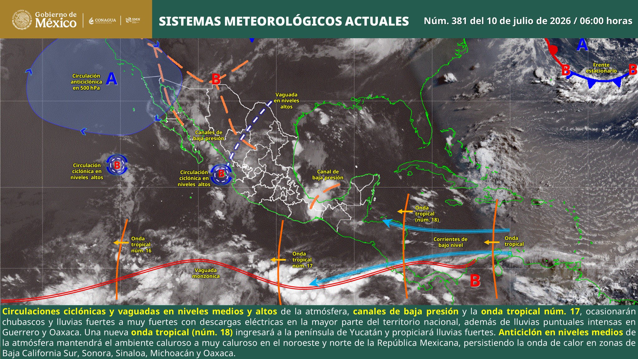 Lluvias intensas en Guerrero y Oaxaca
