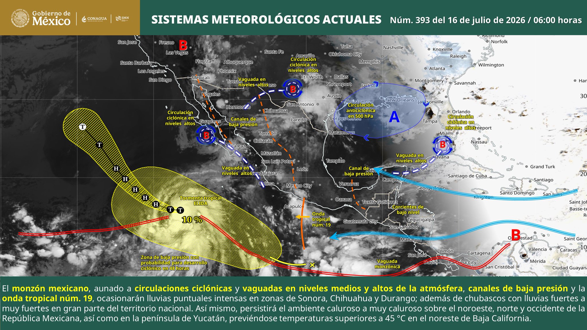 Prevén lluvias intensas en Sonora, Chihuahua y Durango