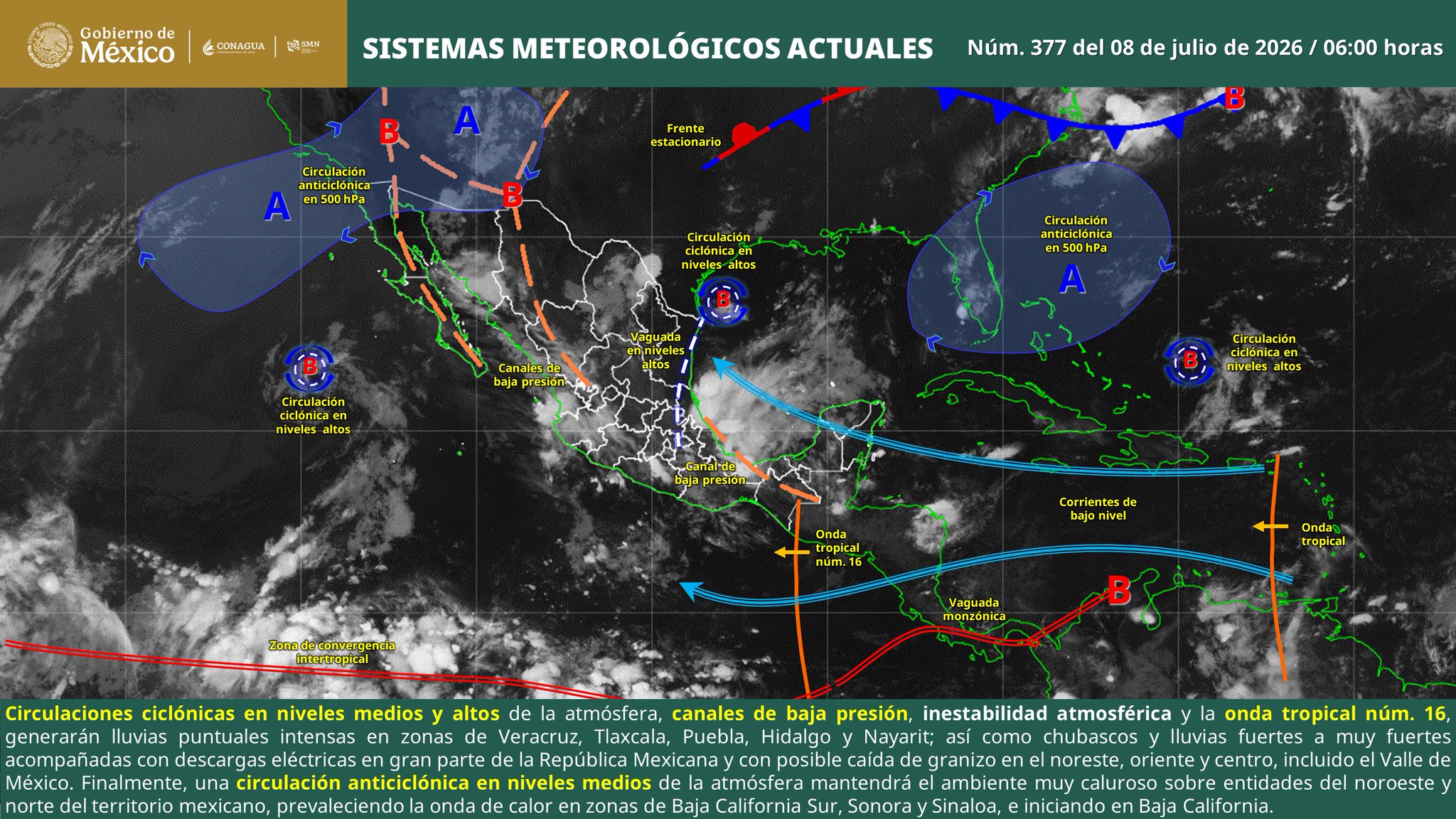 Pronostican lluvias intensas en cinco estados