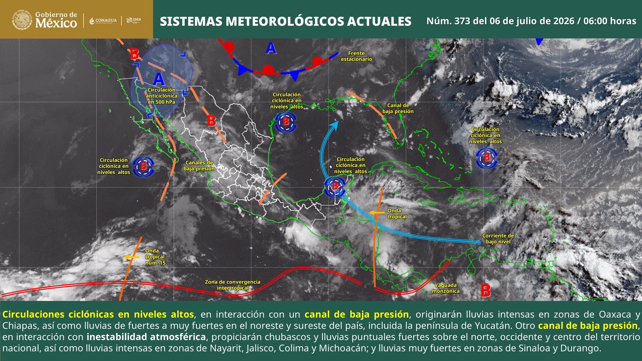 Prevén lluvias intensas en seis estados