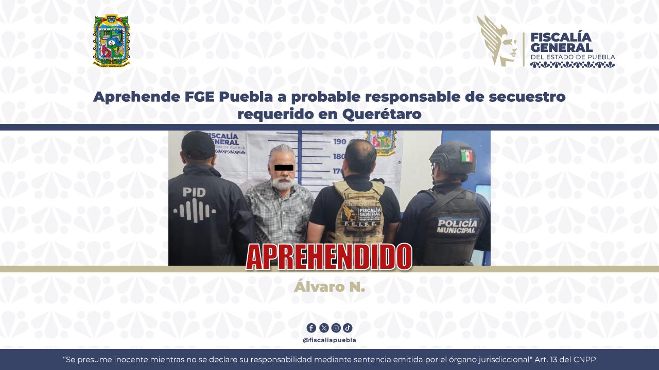 Detienen en Puebla a acusado de secuestro en Querétaro