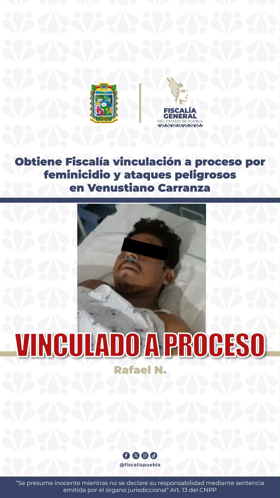 Obtiene Fiscalía vinculación a proceso por feminicidio y ataques peligrosos en Venustiano Carranza