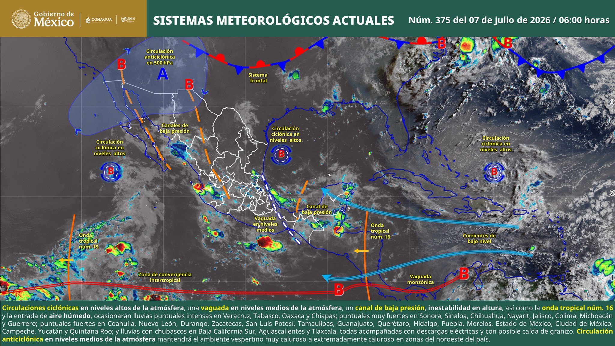 Lluvias fuertes para Puebla, Tlaxcala, CDMX y Estado de México este martes