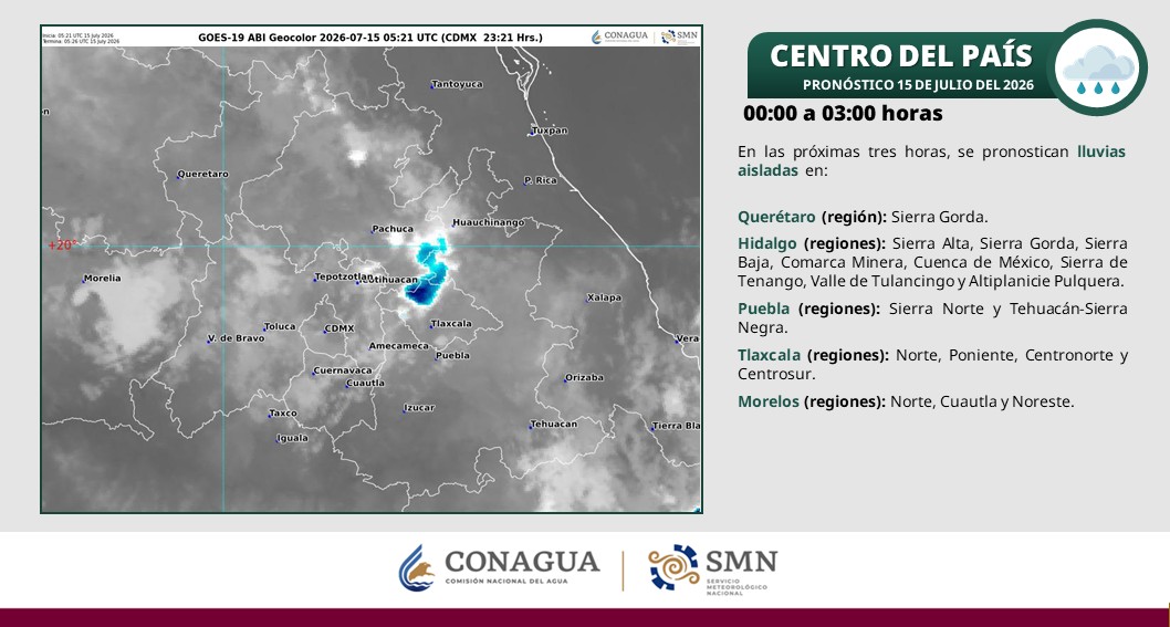 Prevén lluvias en Puebla; Sierra Norte y Tehuacán-Sierra Negra, con mayor probabilidad